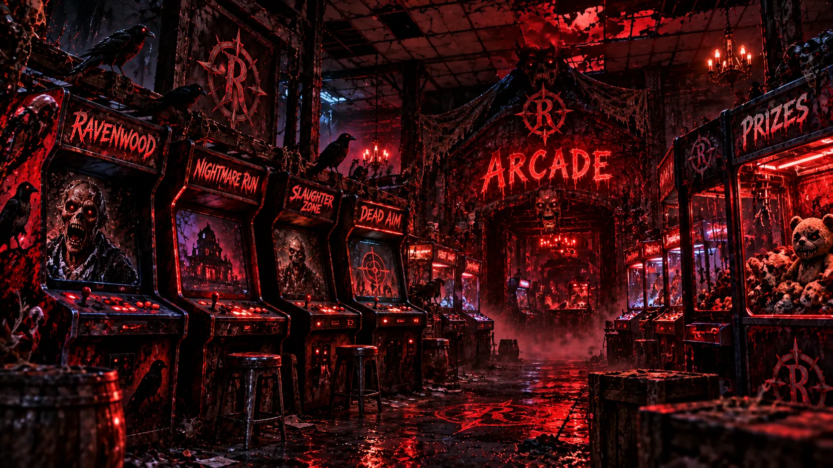 Concept artwork of a sinister arcade