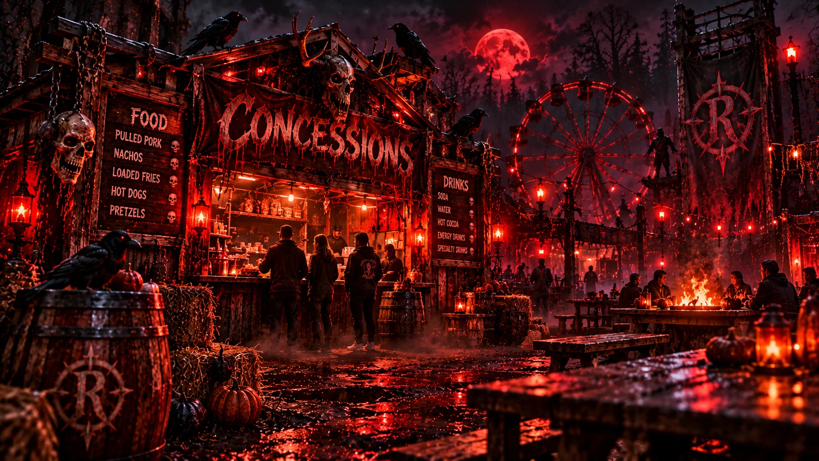 Illustration of a themed food and refreshment area