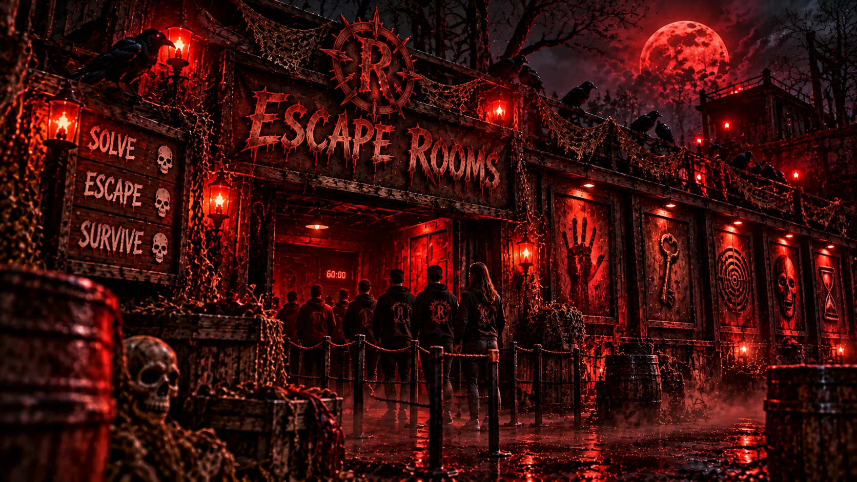 Illustration of a gothic escape room
