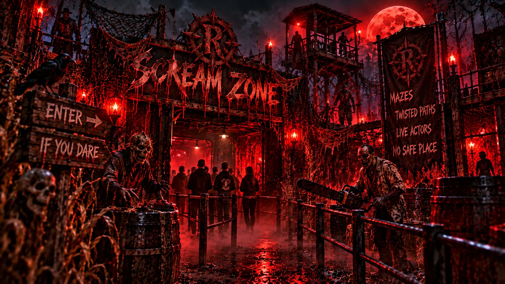 Concept illustration of a sinister horror event entrance